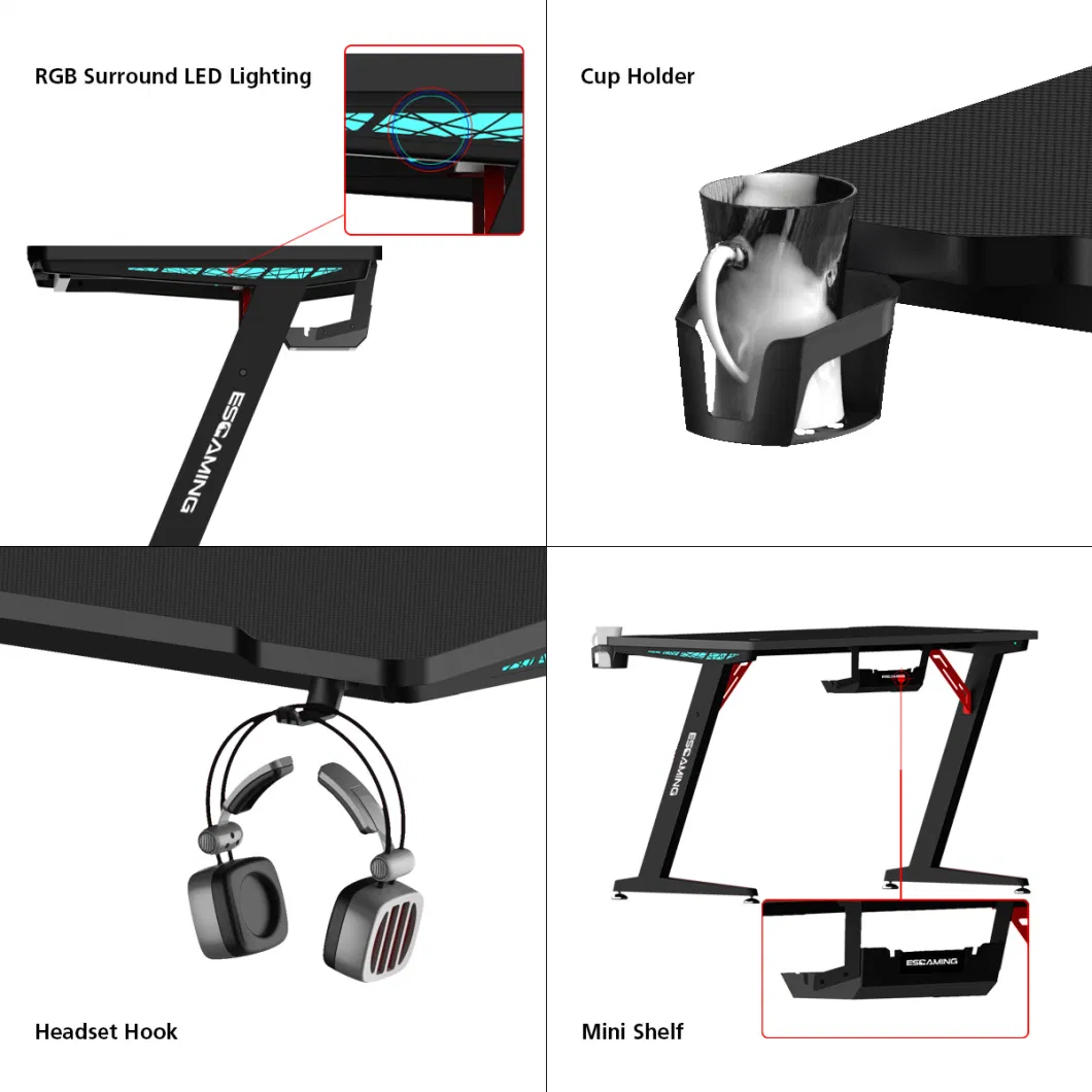 Chinese Home Living Room Furniture Economic Computer Standing Gaming Desk with Side Table